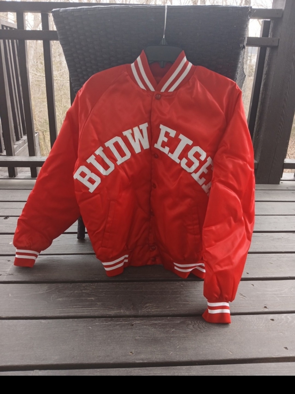 Budweiser Red Satin Bomber Jacket